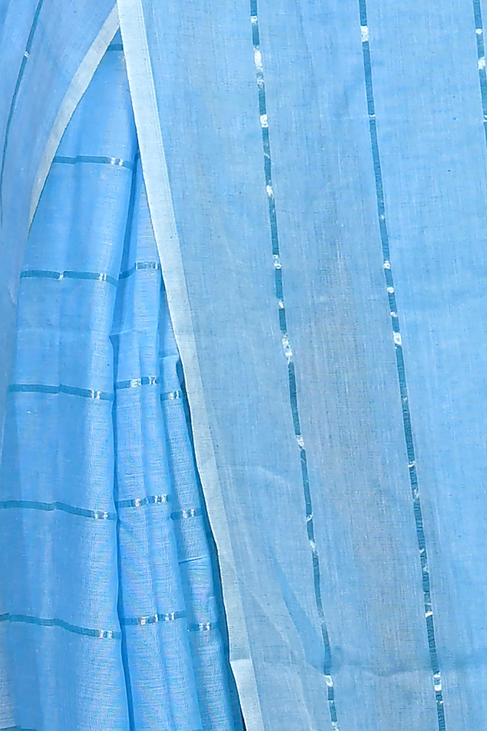 Sky Blue Mal Cotton Pari Hand Loom Saree (313)